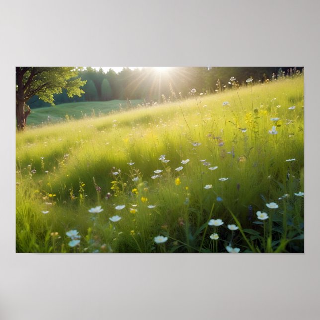 Póster Paisaje pintoresco Valle de Meadow Serene (Frente)