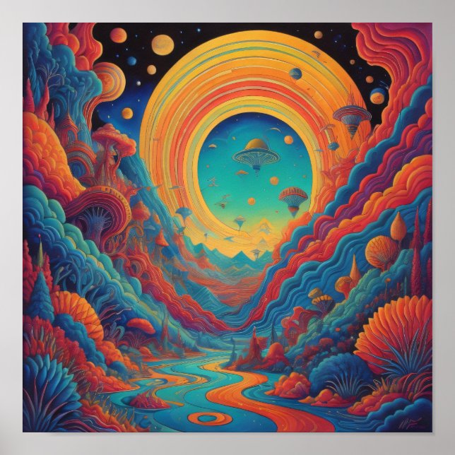 Póster Paisaje psicodélico (Frente)