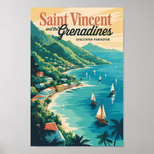 Póster Paisaje Retro de San Vicente y las Granadinas