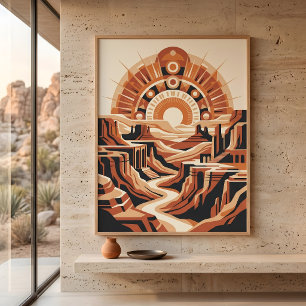 Póster Paisaje Retro del Cañón del Desierto de Terracota