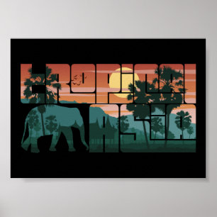 Póster Paisaje Retro Sunset Asia Tailandia - Tipografía