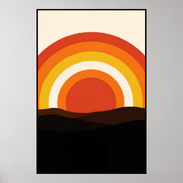 Póster Paisaje Retro Sunset de los años 70