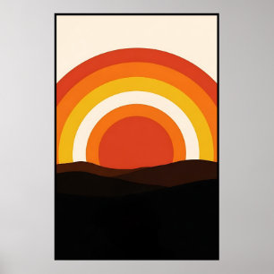 Póster Paisaje Retro Sunset de los años 70