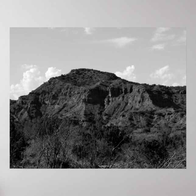 Póster Paisaje rocoso blanco y negro en el cañón Caprock (Frente)