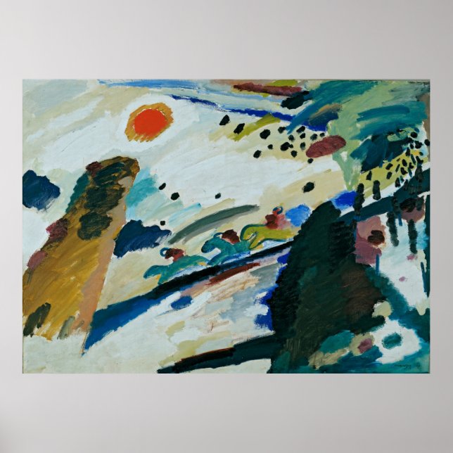 Póster Paisaje romántico de Wassily Kandinsky (Frente)