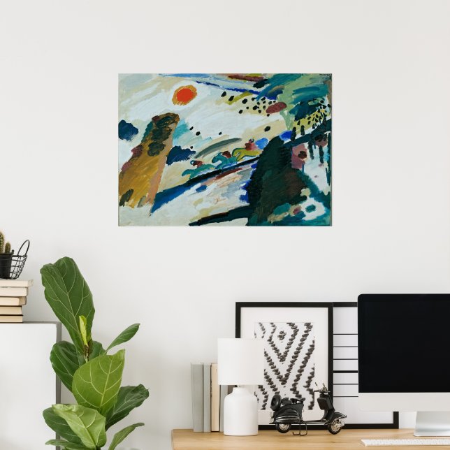 Póster Paisaje romántico de Wassily Kandinsky (Oficina en casa)