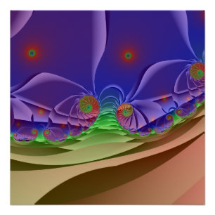 Póster Paisaje Roswelliano Arte fractal arcoiris