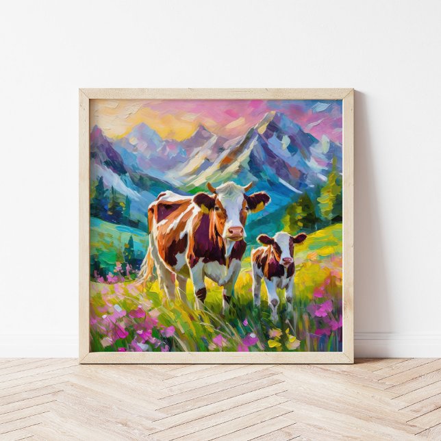 Póster Paisaje rural vibrante con vacas (Subido por el creador)
