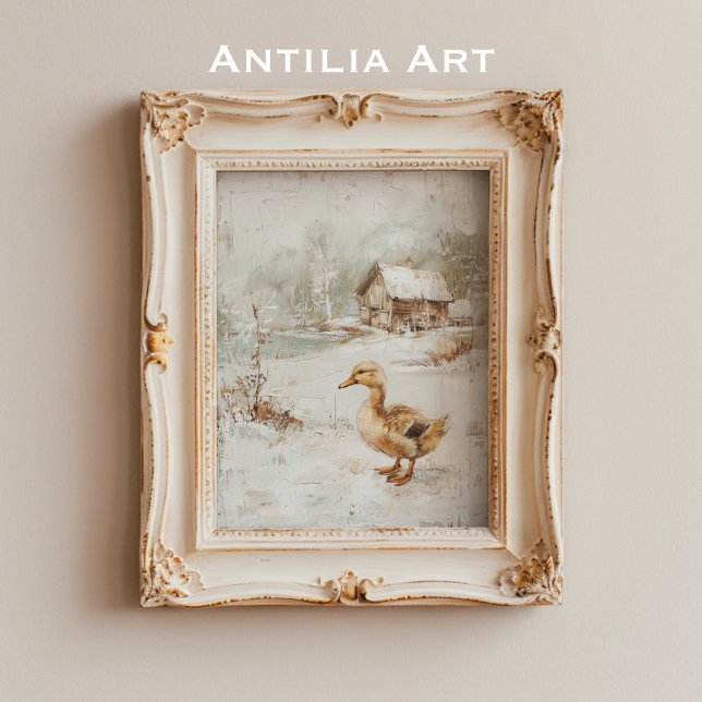 Póster Paisaje rústico y nevado de la pintura del pato (Subido por el creador)