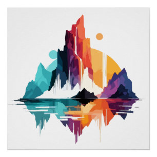 Póster Paisaje Sereno Tranquilo Montañas Naturales Tranqu