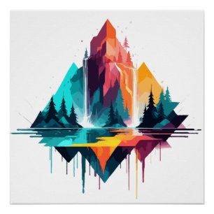 Póster Paisaje Sereno Tranquilo Montañas Naturales Tranqu