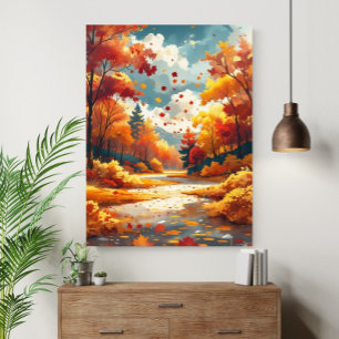 Póster Paisaje sereno y hermoso de la naturaleza en otoño