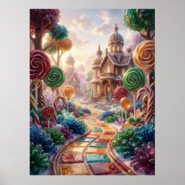 Póster Paisaje Soñado de Bosque de Dulces de Lujo