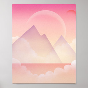 Póster Paisaje soñado de montañas con tonos pastel