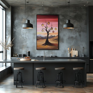 Póster Paisaje soñado de relojes de bolsillo colgados en 