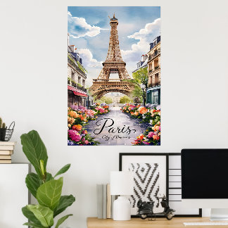 Póster Paisaje Soñador Parisino Con Torre Eiffel