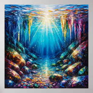 Póster Paisaje submarino vibrante con color brillante