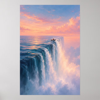 Póster Paisaje surrealista de cascada oceánica
