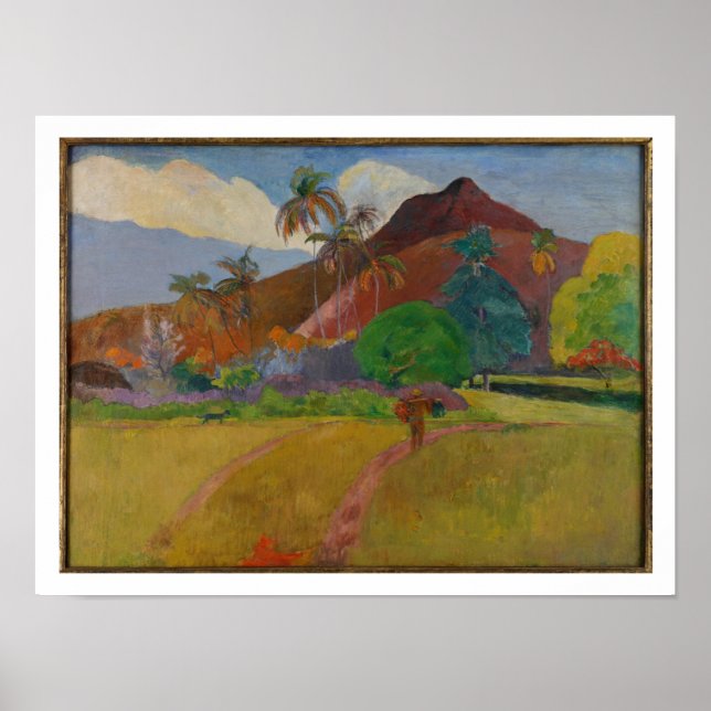 Póster Paisaje tahitiano, 1891 (aceite sobre lienzo) (Frente)