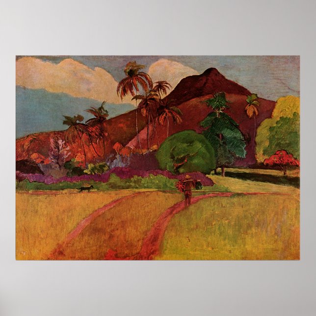 Póster Paisaje tahitiano de Paul Gauguin (1893) (Frente)