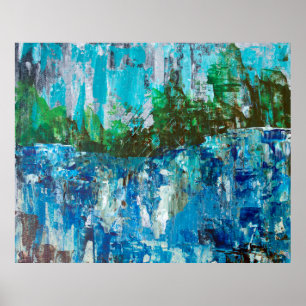 Póster Paisaje texturizado abstracto azul y verde