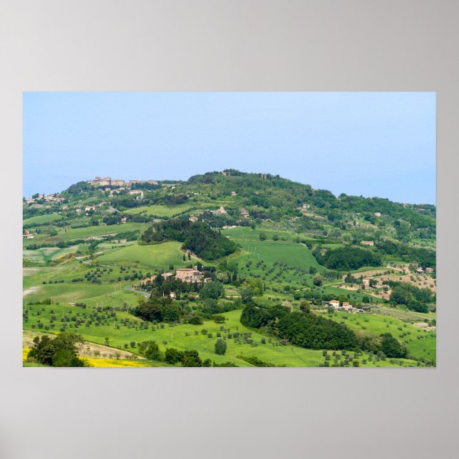 Póster Paisaje típico de la Toscana con colinas - Italia (Frente)