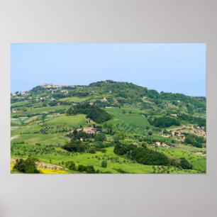 Póster Paisaje típico de Toscana con colinas - Italia