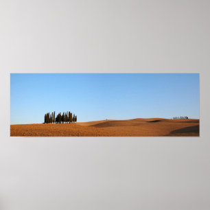 Póster Paisaje toscano con poster panorámico de cipreses