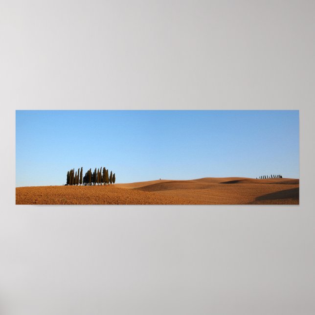 Póster Paisaje toscano con poster panorámico de cipreses (Frente)