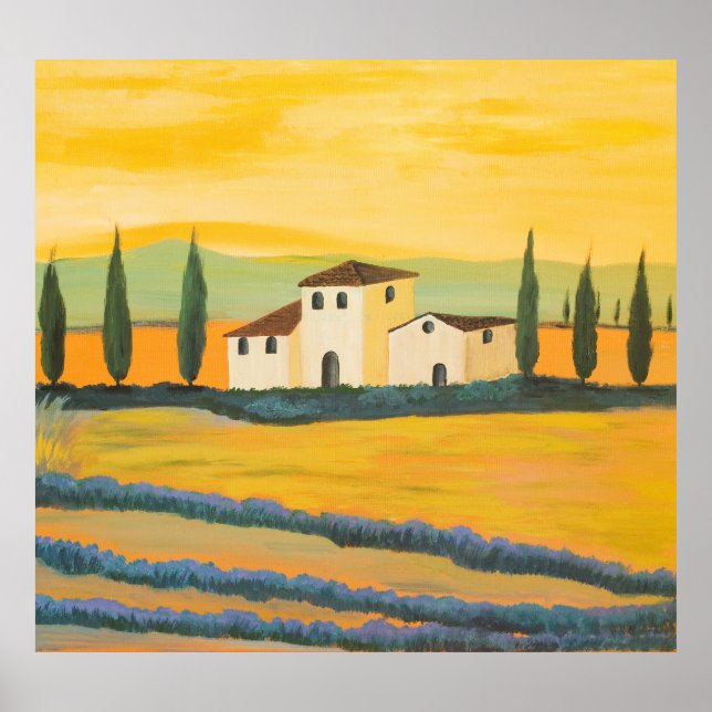 Póster Paisaje toscano, pintor privado, dolor acrílico (Frente)