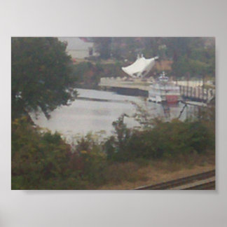 Póster paisaje, transbordador con objeto