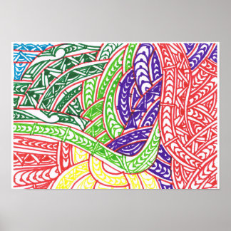 Póster Paisaje tribal abstracto de RRW
