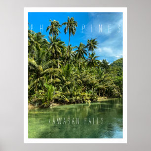 Póster Paisaje tropical, filipinas, caídas de Kawasan Cas