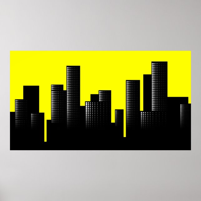 Póster paisaje urbano amarillo (Frente)
