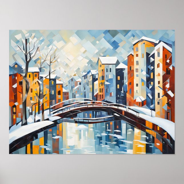 Póster Paisaje urbano cubano con canal de nieve (Frente)
