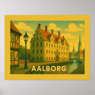 Póster Paisaje urbano de Aalborg Dinamarca