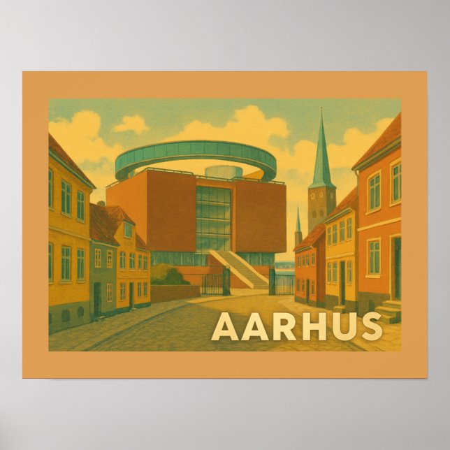 Póster Paisaje urbano de Aarhus Dinamarca (Frente)