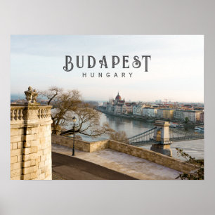 Póster paisaje urbano de Budapest Hungría, foto de viaje