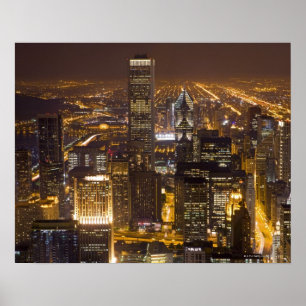 Póster Paisaje urbano de Chicago céntrica