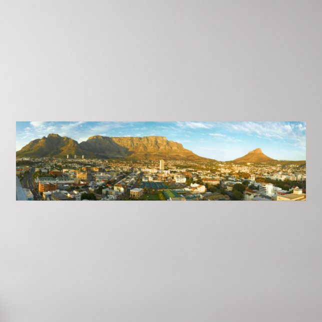 Póster Paisaje urbano de Ciudad del Cabo con montaña de m (Frente)