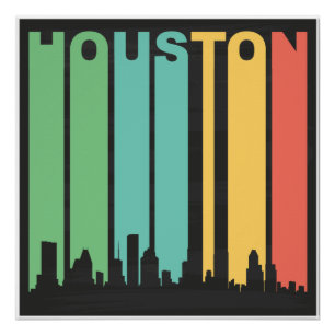 Póster Paisaje urbano de Houston del vintage