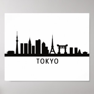 Póster Paisaje urbano de Japón Viaje   Silueta del horizo