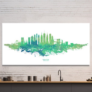 Póster Paisaje urbano de la ciudad de Nueva York en acuar