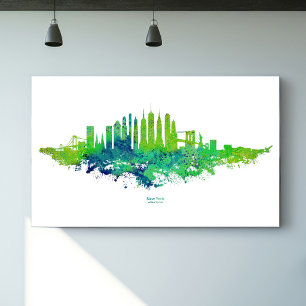 Póster Paisaje urbano de la ciudad de Nueva York en acuar