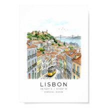 paisaje urbano de Lisboa en estilo acuarela