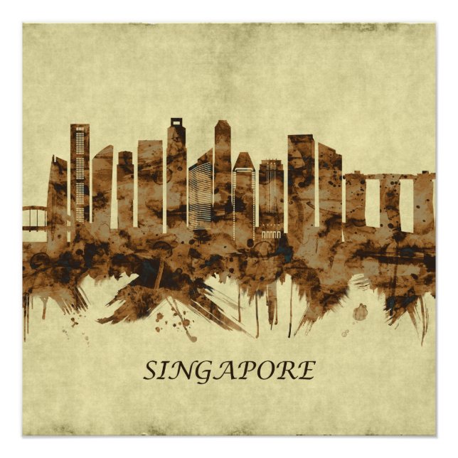 Póster Paisaje urbano de Singapur (Anverso)