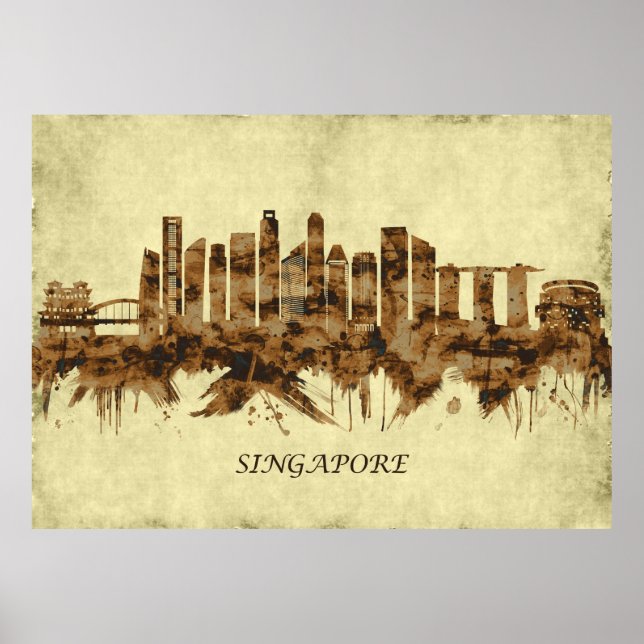 Póster Paisaje urbano de Singapur (Frente)