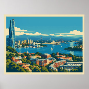 Póster Paisaje urbano de Sydney Australia Vintage