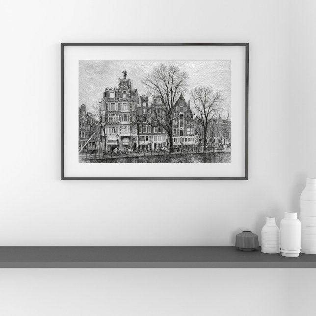 Póster Paisaje urbano del canal de Ámsterdam – Boceto a m (Subido por el creador)