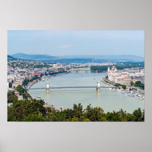 Póster Paisaje urbano del Danubio en Budapest - Hungría